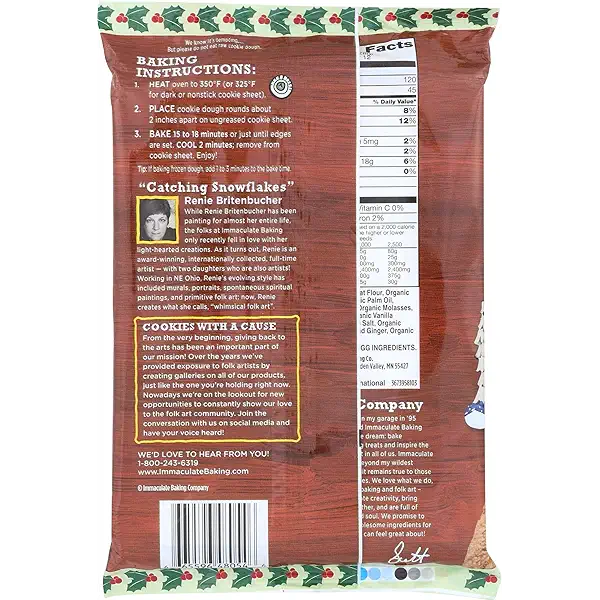 Immaculate Baking Company Cookie Dough, Gingerbread Spice, 12 oz 2