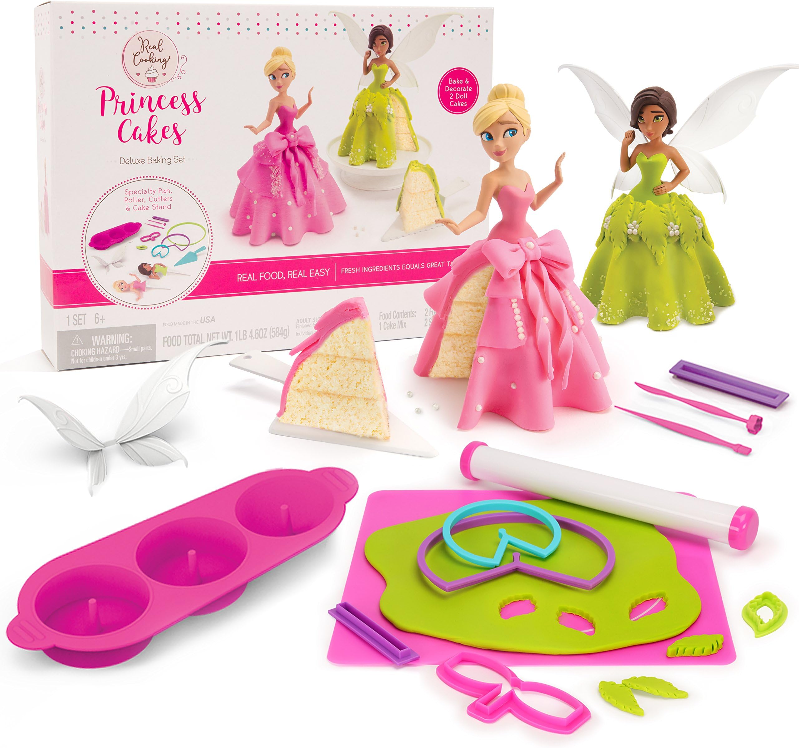 Real Cooking Princess Cakes Deluxe Baking Set - 22 Pc. Kit Includes Cake Mix, Fondant, and Sprinkles