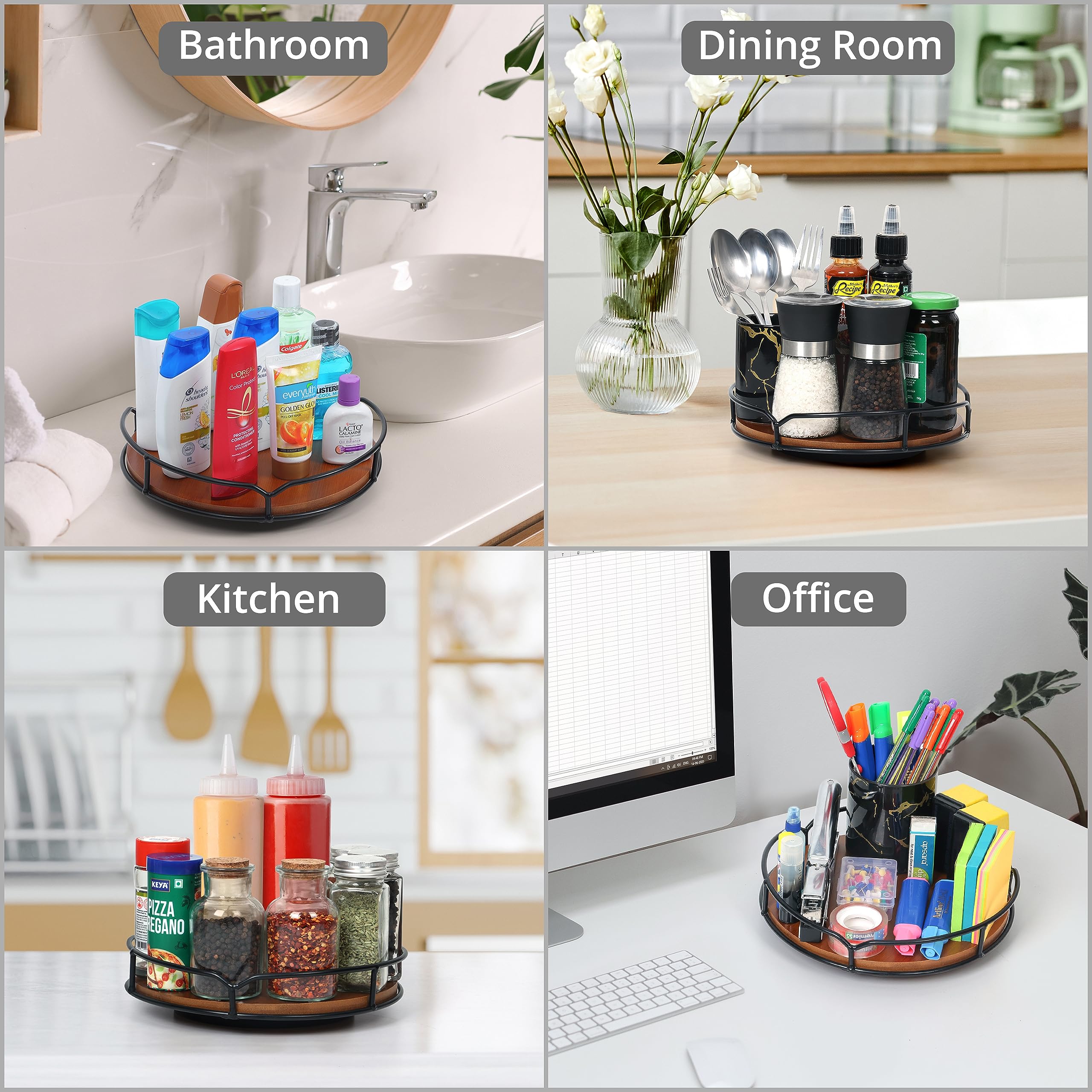 ORIDOM Plateau Tournant En Bois D'acacia Lazy Susan, 30,5 Cm