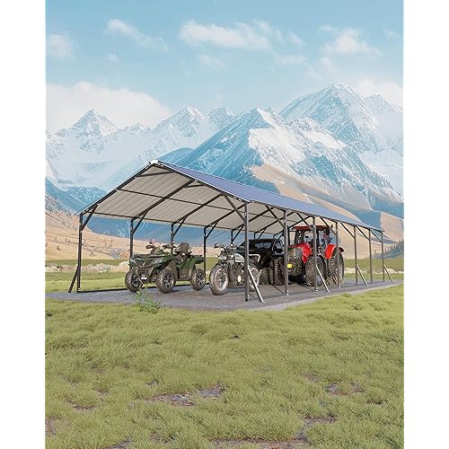 GarveeLife 20'X30'x12' Metal Carport for Multiple Vehicles, Heavy Duty Steel Car Ports, Vertical Roof Design, for All-Weather, for Full-Size Pickup Trucks, Boats, and Tractors