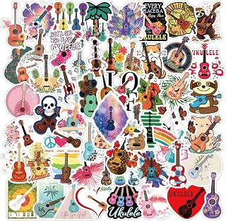 60pcs Ukulele Stickers Pack, Aesthetic Vinyl Waterproof Sticker Decals for Water Bottle,Laptop,Phone,Skateboard,Scrapbooking,Bumper for Party Supply Decor Favor…