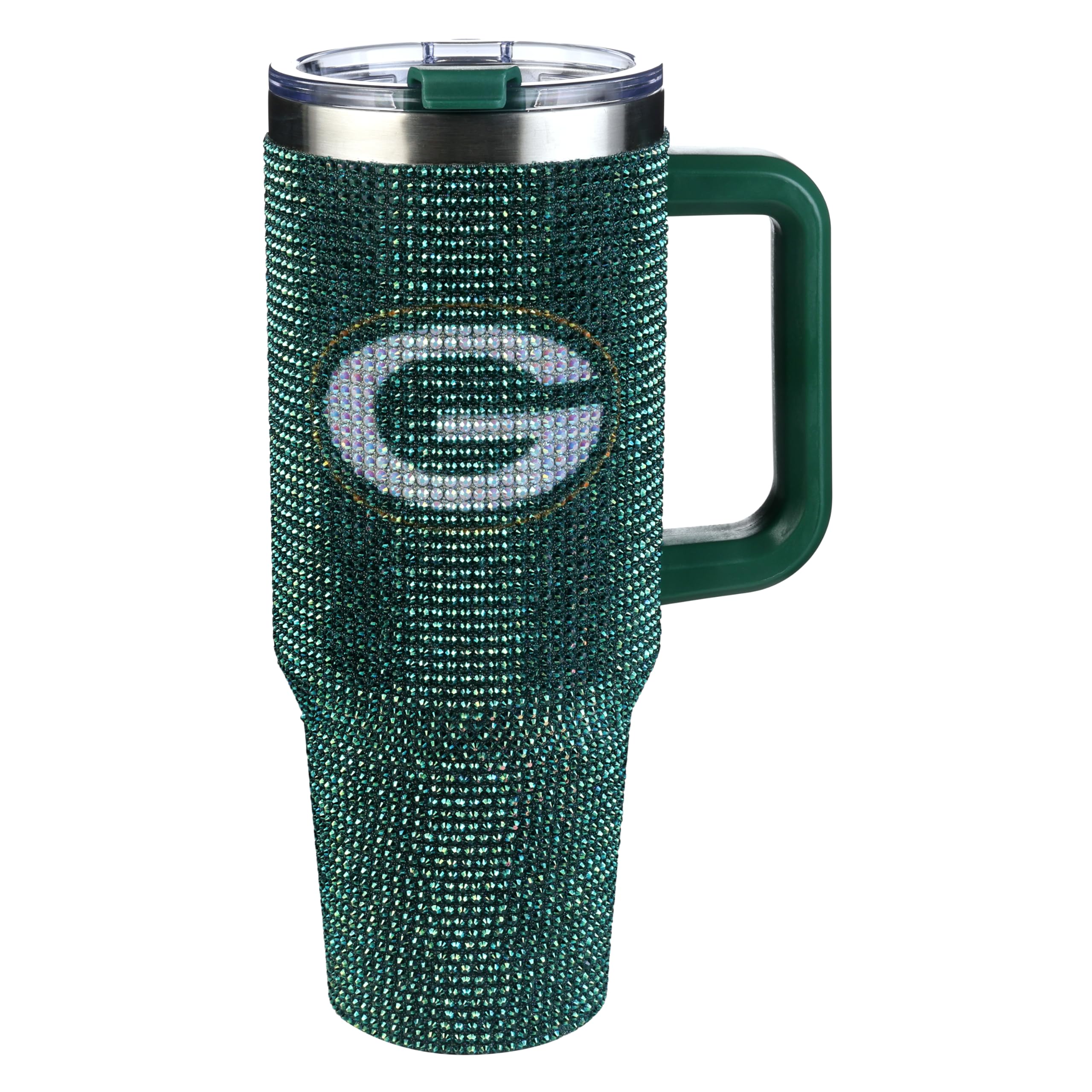 The Memory Company Officially Licensed 40oz TC Bling Game Day Tumbler with Vintage Logo, Green Bay Packers