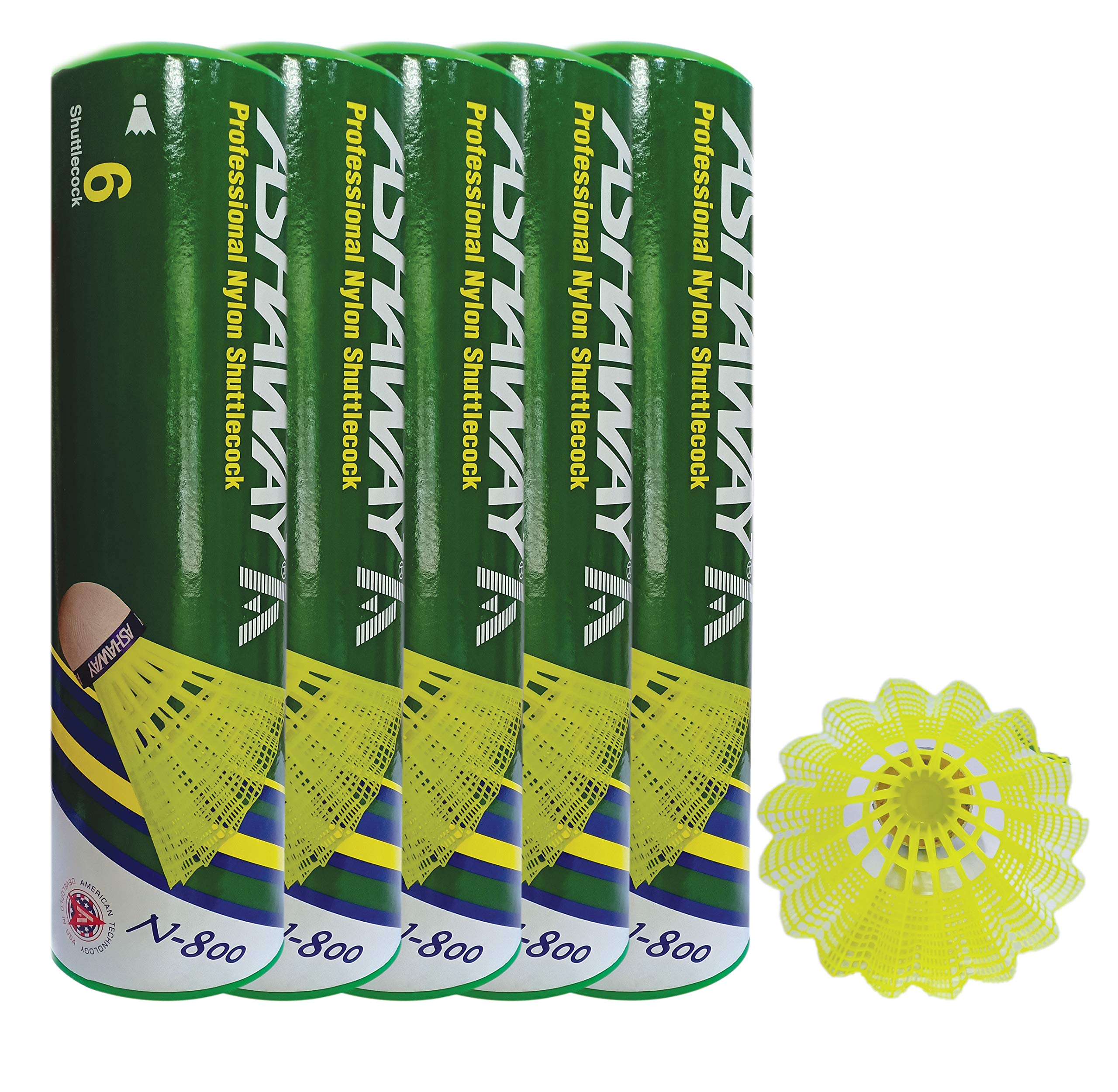 Ashaway N-800 Nylon Shuttle - Yellow (Medium, 77, Pack of 5 Tube)-image-48