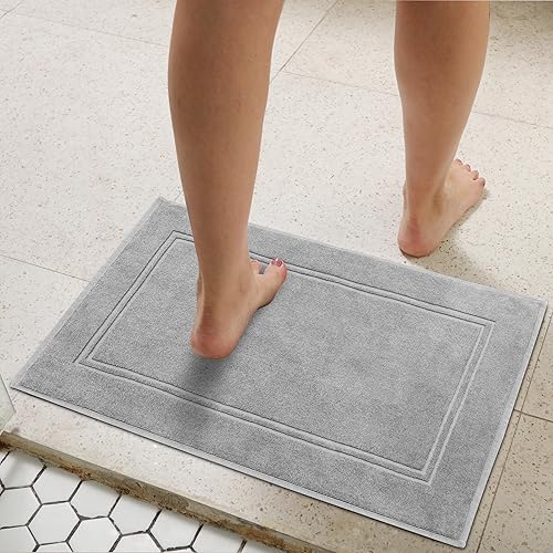 Miniatura 4 de Tens Towels Paquete de 2 tapetes de baño 100 % algodón, 20 x 32 pulgadas, súper absorbentes, calidad de hotel, lujosas, suaves y de secado rápido,