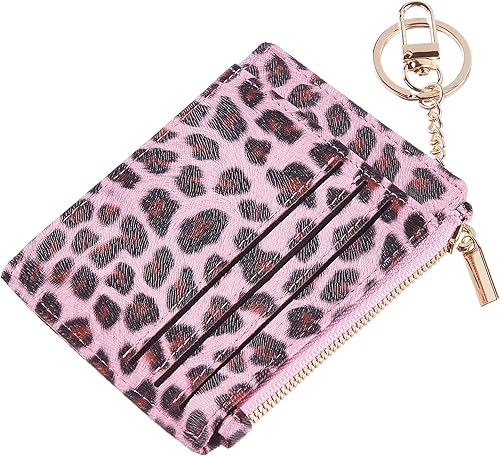 Sodsay Estuche para tarjetas, cartera delgada con bolsillo frontal, para mujer, sujetatarjetas con llavero