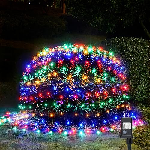 WBao - Luces de Navidad para exteriores, 200 LED de red de 8.4 x 5.2 pies, 8 modos, temporizador, conectables de extremo a extremo, luces LED