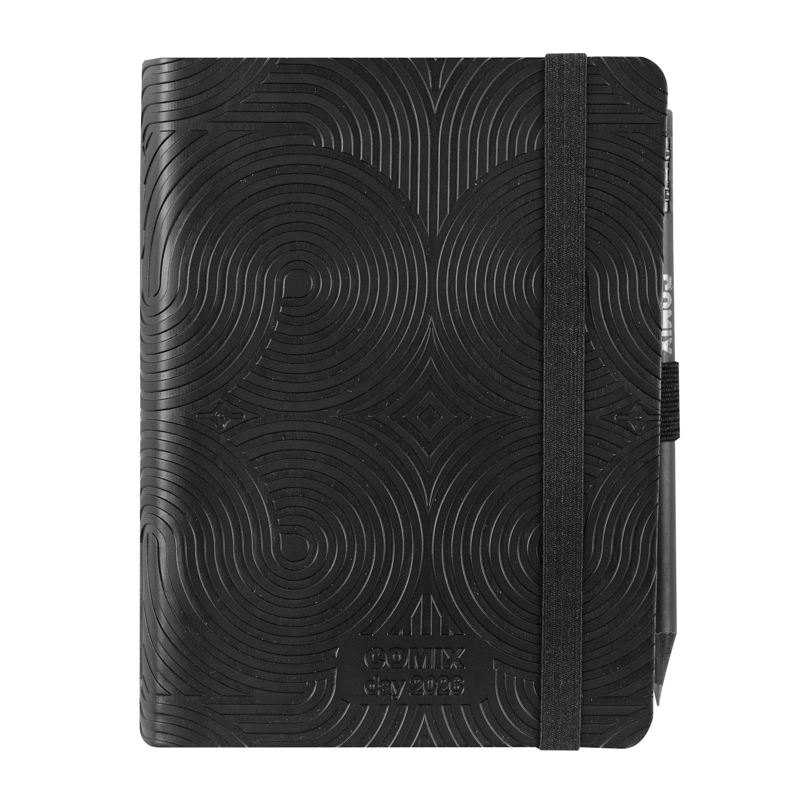 COMIX Mignon Linetrip 2026 12-Month Daily Diary with Elastic Loop for Pencil or Pen, Closure with Elastic Band and Bookmark, Comix Pencil Included, 9 x 12.5 cm, Linetrip