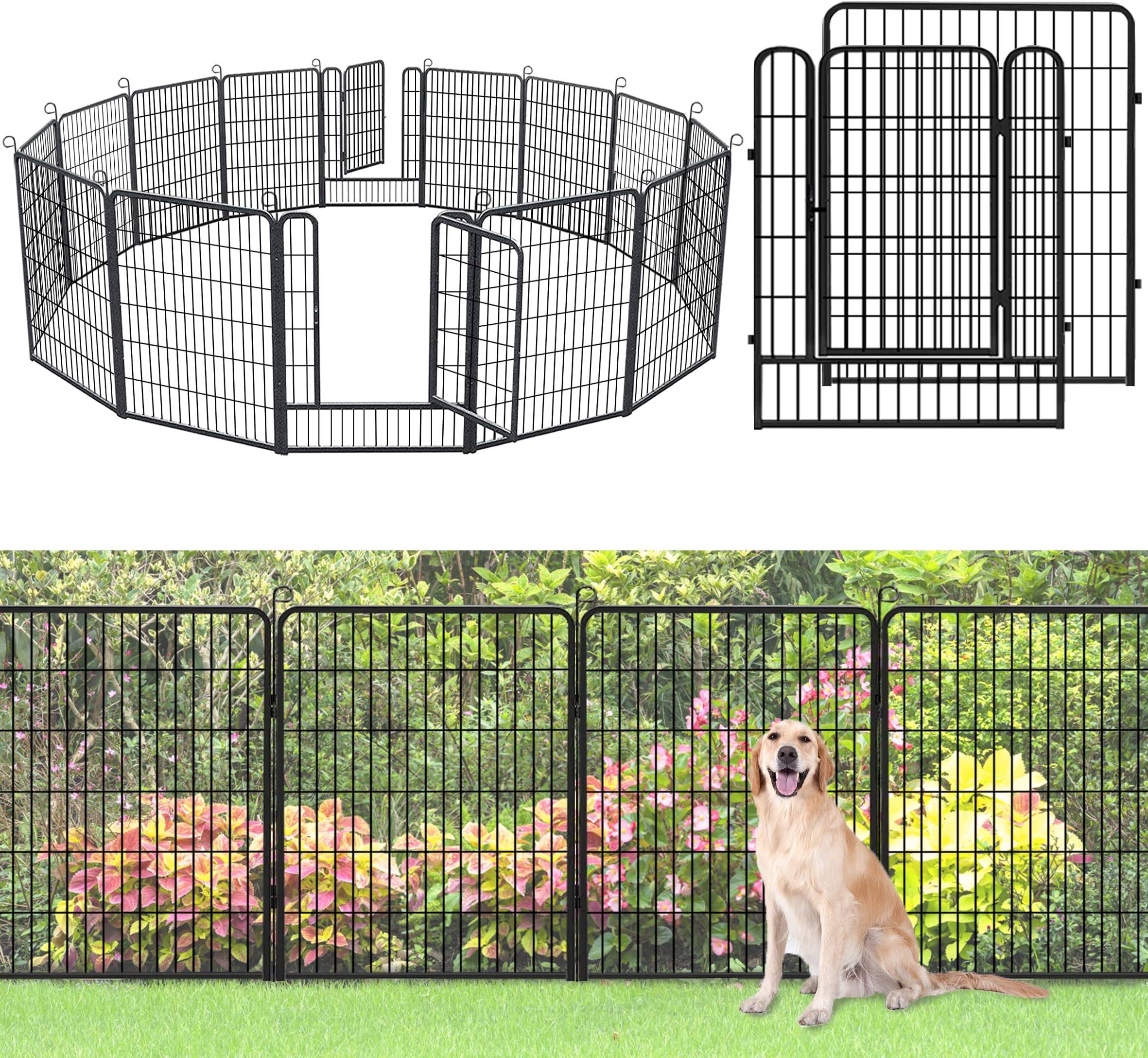 INJOPEXI Decorative Garden Fence 6 Panels 13ft (L)×36in (H