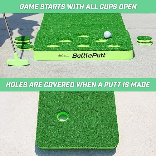 Miniatura 4 de GoSports BattlePutt - Juego de golf de putting de 2 contra 2, juego estilo Pong con verde de putting de 11 pies, 2 putters y 2 pelotas de golf