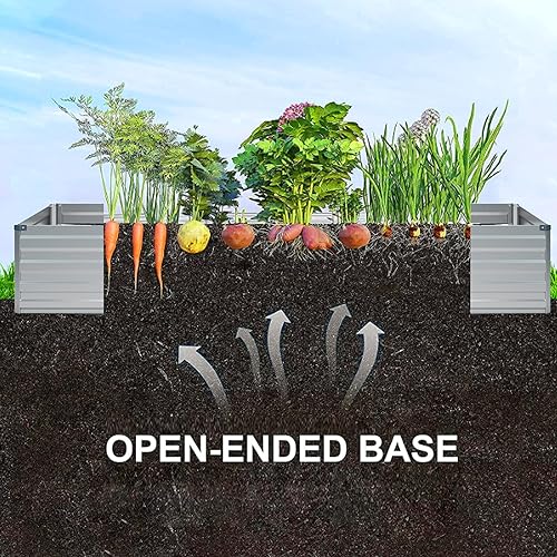 Miniatura 7 de ZUNUDA 2 camas de jardín elevadas galvanizadas de 9 x 3 x 1 pies para exteriores, para verduras, jardineras galvanizadas, camas elevadas de metal