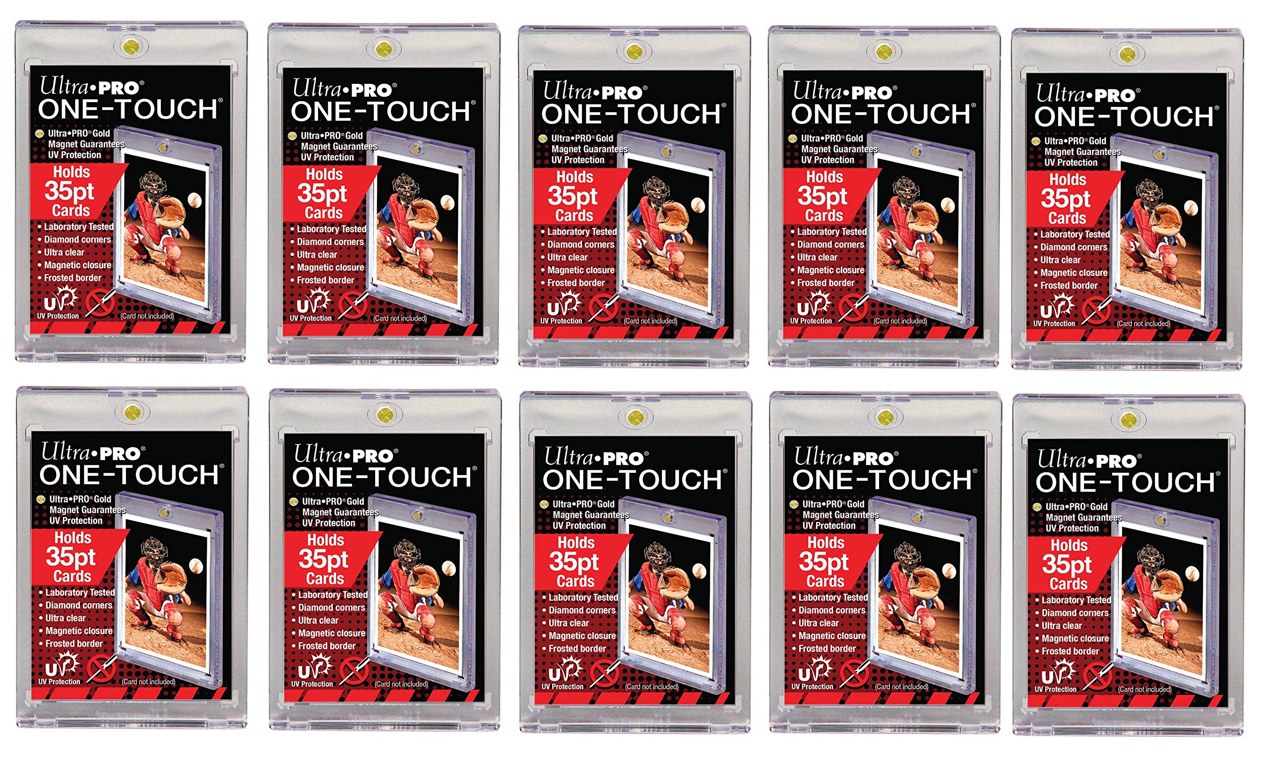 Ultra-Pro35-Point ONE-Touch Magnetic Trading Authentic Card Holder for Holds Regular Baseball, Football, Hockey Cards - Pack of 10