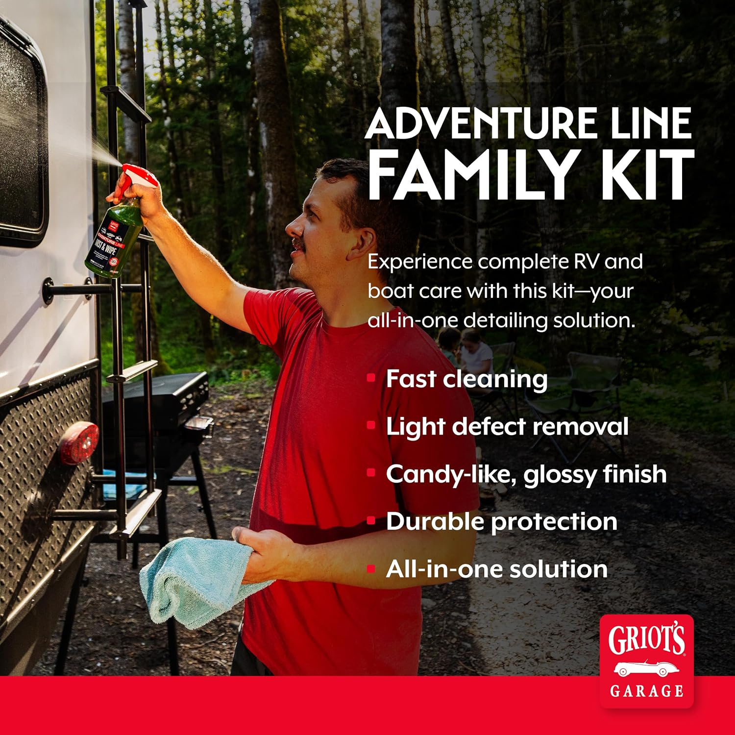 Griot's Garage Adventure Line Family Kit for Auto Detailing, Ideal for RVs, Campers, Trailers, Boats, ATVs, Motorcycles, Includes Wash Soaps, Waxes, Polishes, Detailers, and More