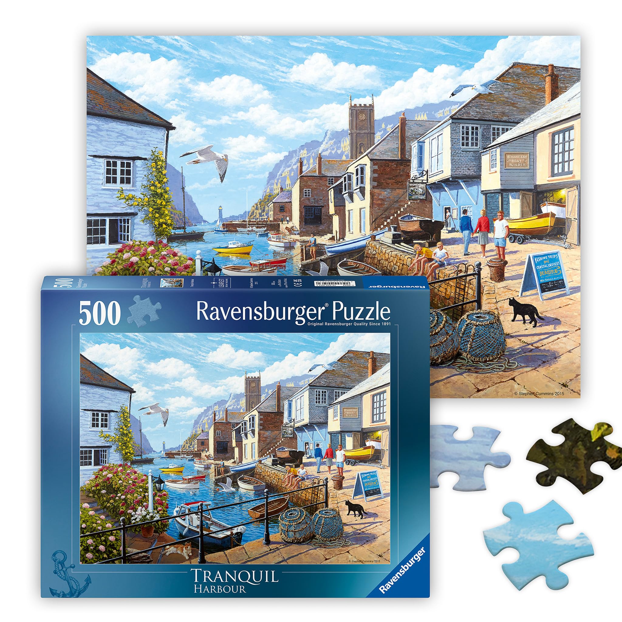 Ravensburger Tranquil Harbour 500 Piece Jigsaw Puzzle for Adults - 12000503 - Handcrafted Tooling, Made in Germany, Every Piece Fits Together Perfectly