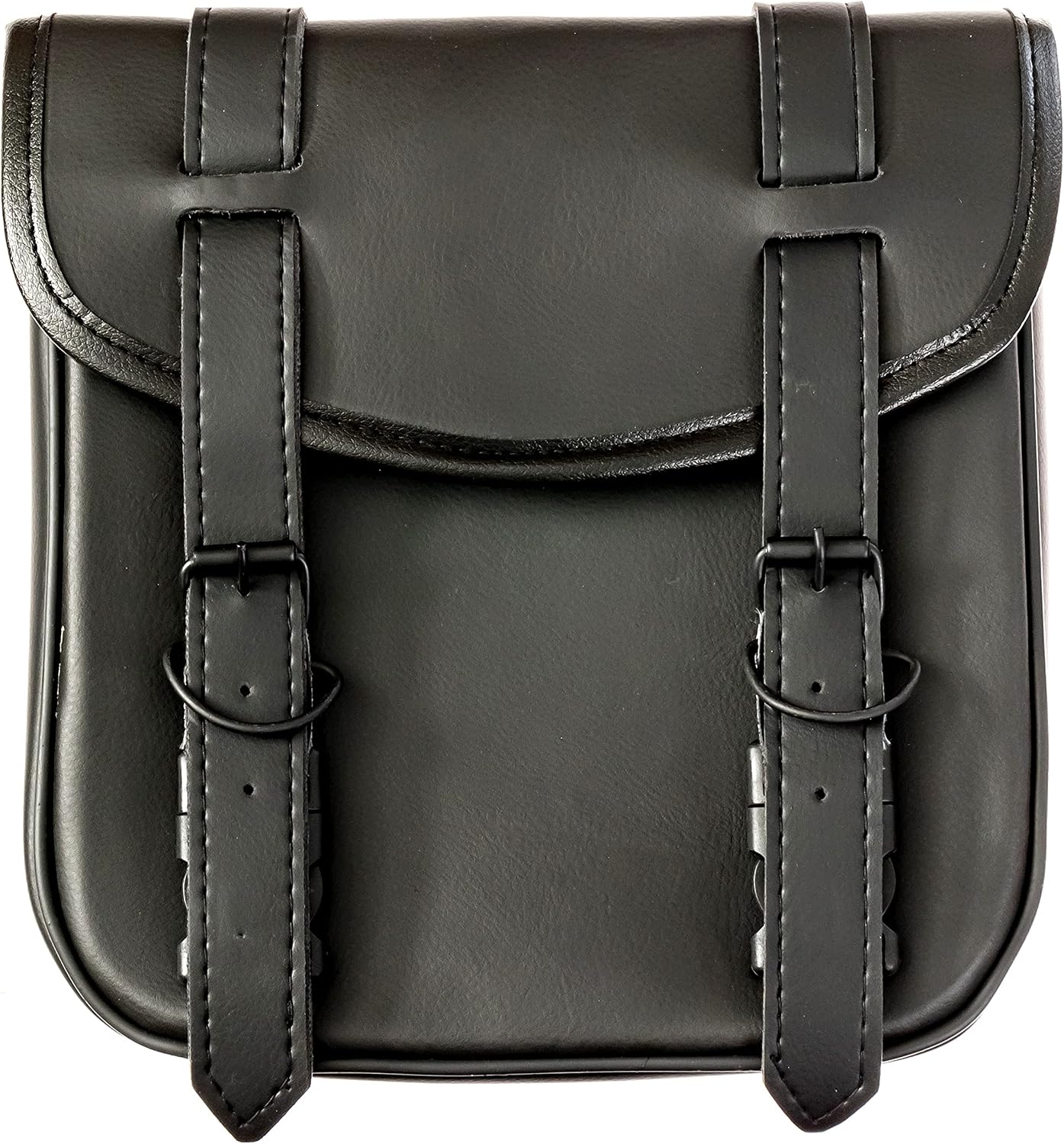 Motorcycle Sissy Bar Black Synthetic Leather Bag 3 Point Heavy Duty Mounts with Quick Release Front Buckles, Universal Fit for Sissy Bars or Forks