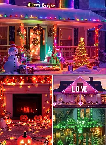 Miniatura 6 de Brightown Luces LED de Navidad C9 para exteriores, 150 LED RGB inteligentes para árbol de Navidad, sincronización de música, control por aplicación,