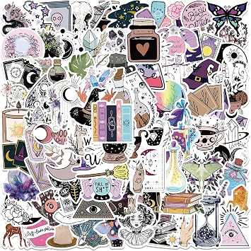 100 Pcs Bohemian Witch Stickers for Laptop, Bumper, Skateboard, Water Bottles, Computer, Phone, Guitar, Cartoon Stickers for Kids Teens Adult