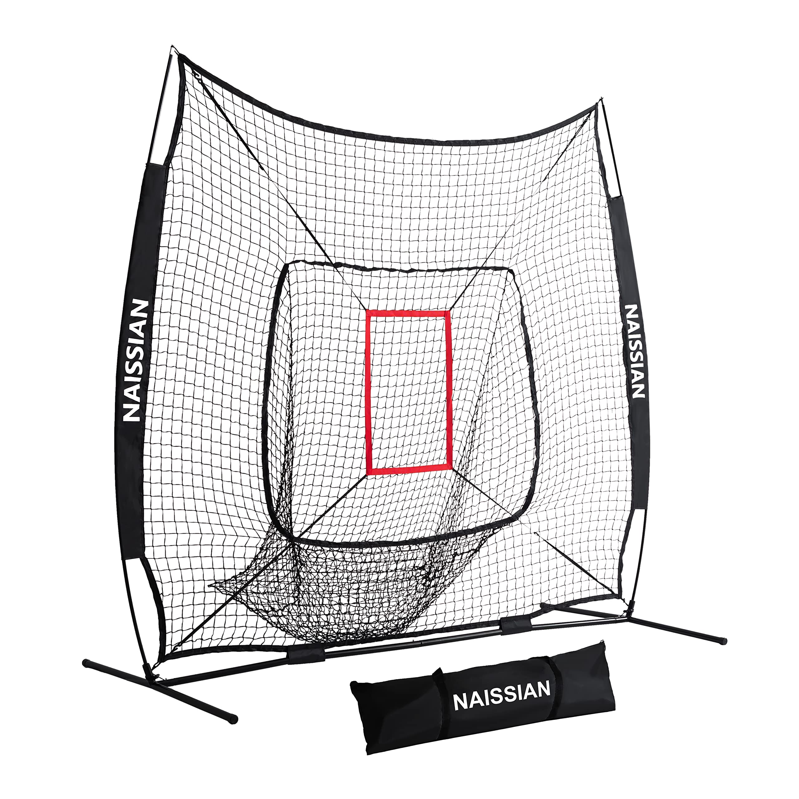 Replacement 7'x7' Baseball Batting and Pitching Net with Adjustable Strike Zone,7 Strand Polyester Baseball Cage Net for Softball Hitting and Throwing Practice,Batting Nets for Backyard (Net Only)