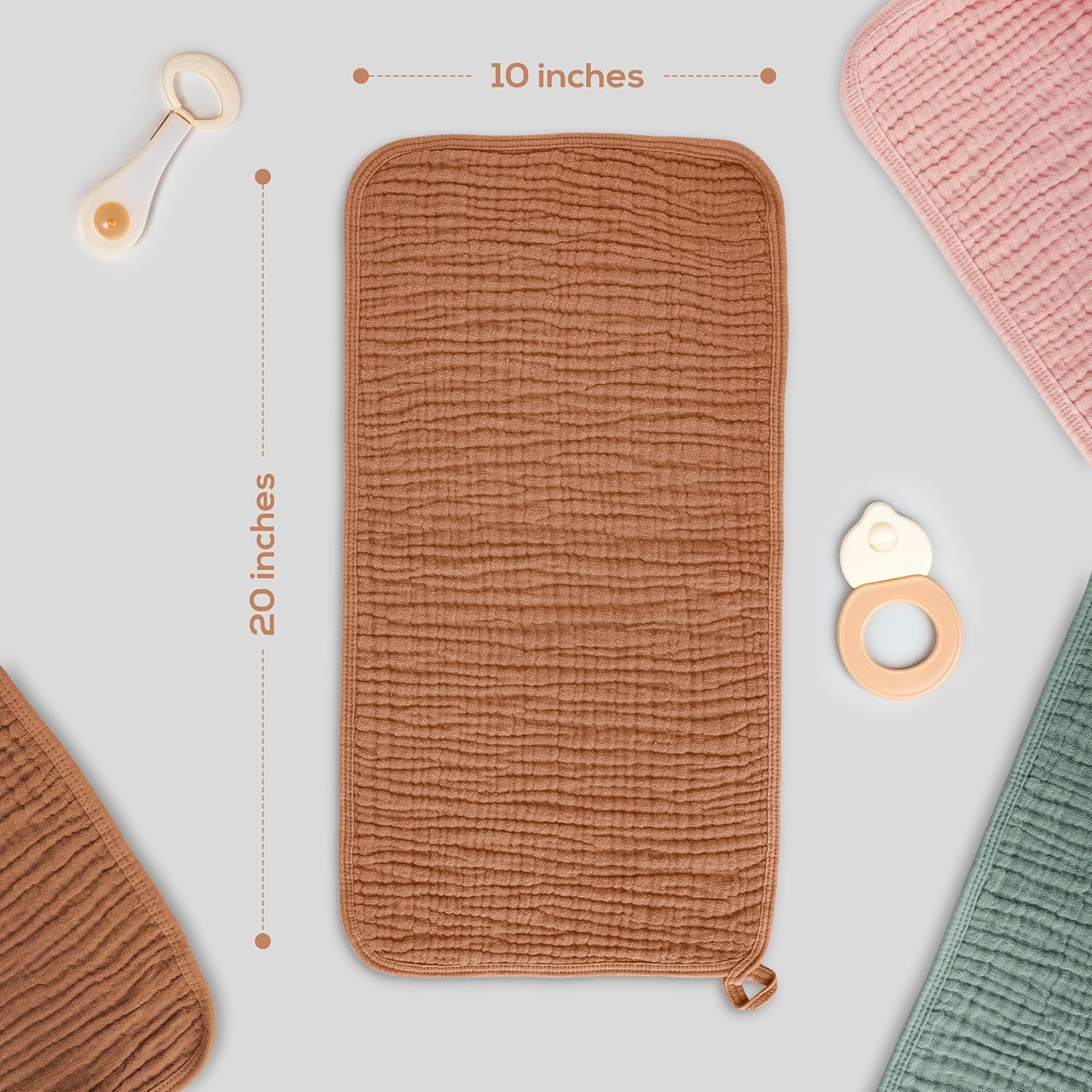 Muslin Burp Cloths, 20"x10"- Pack of 8, 6 Layers Super Soft Absorbent & Breathable 100% Cotton for Baby Drool and Messes, Burp Cloth Baby Boy and Burp Cloths Baby Girl - Image 2