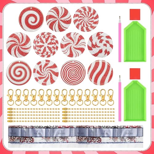 Miniatura 4 de BBTO 15 piezas de llavero de arte de diamantes de caramelo de Navidad, adornos de arte de diamantes de Navidad para niños, manualidades de Navidad,
