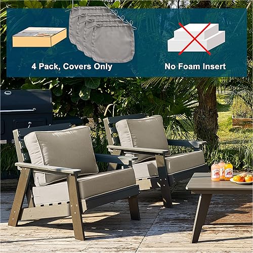 Miniatura 8 de ARTPLAN Juego de fundas de cojín para silla de patio (solo funda sin relleno), juego de fundas de cojín para patio al aire libre con lazo, color