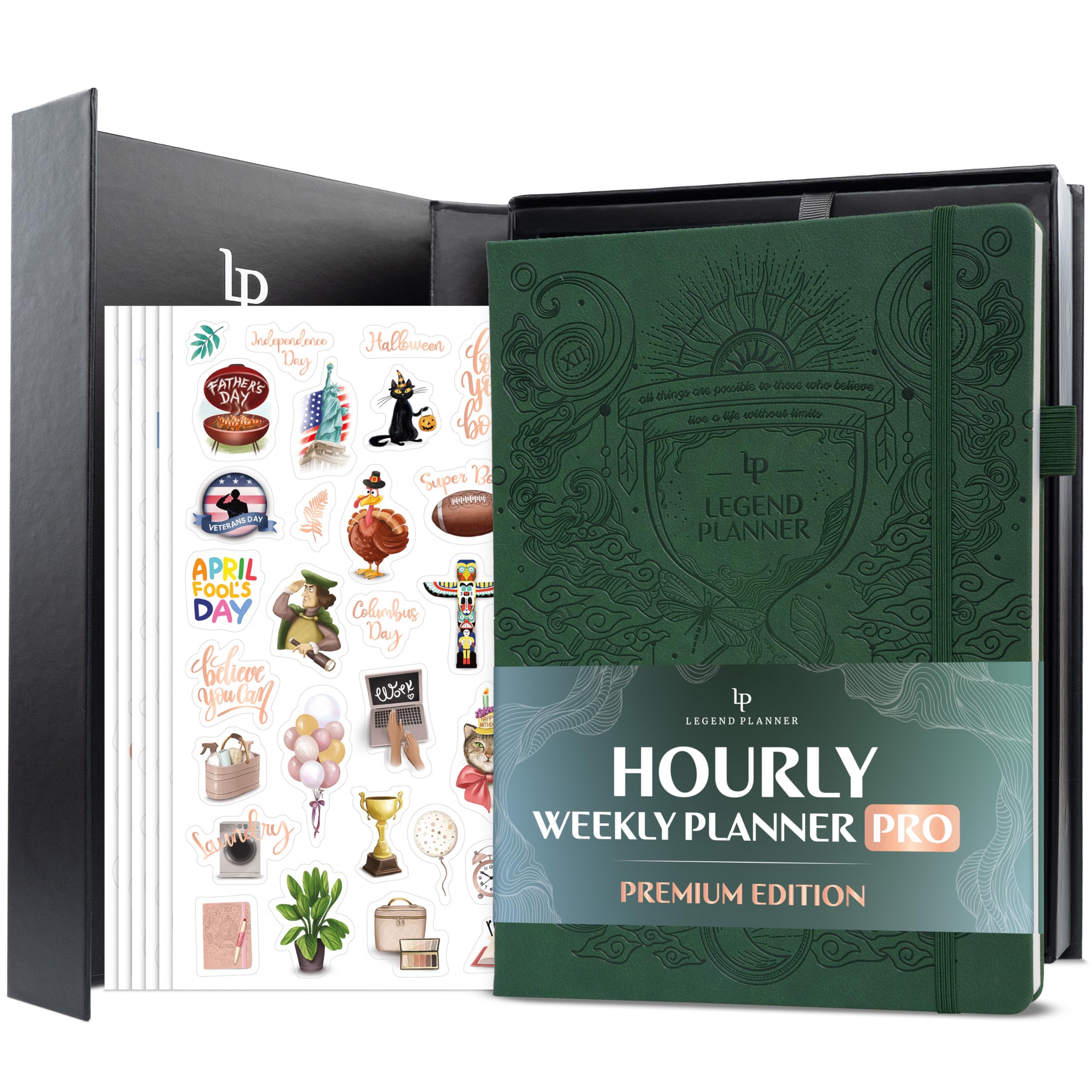 Legend Hourly Planner PRO Premium, Large Undated Schedule Planner with Time Slots