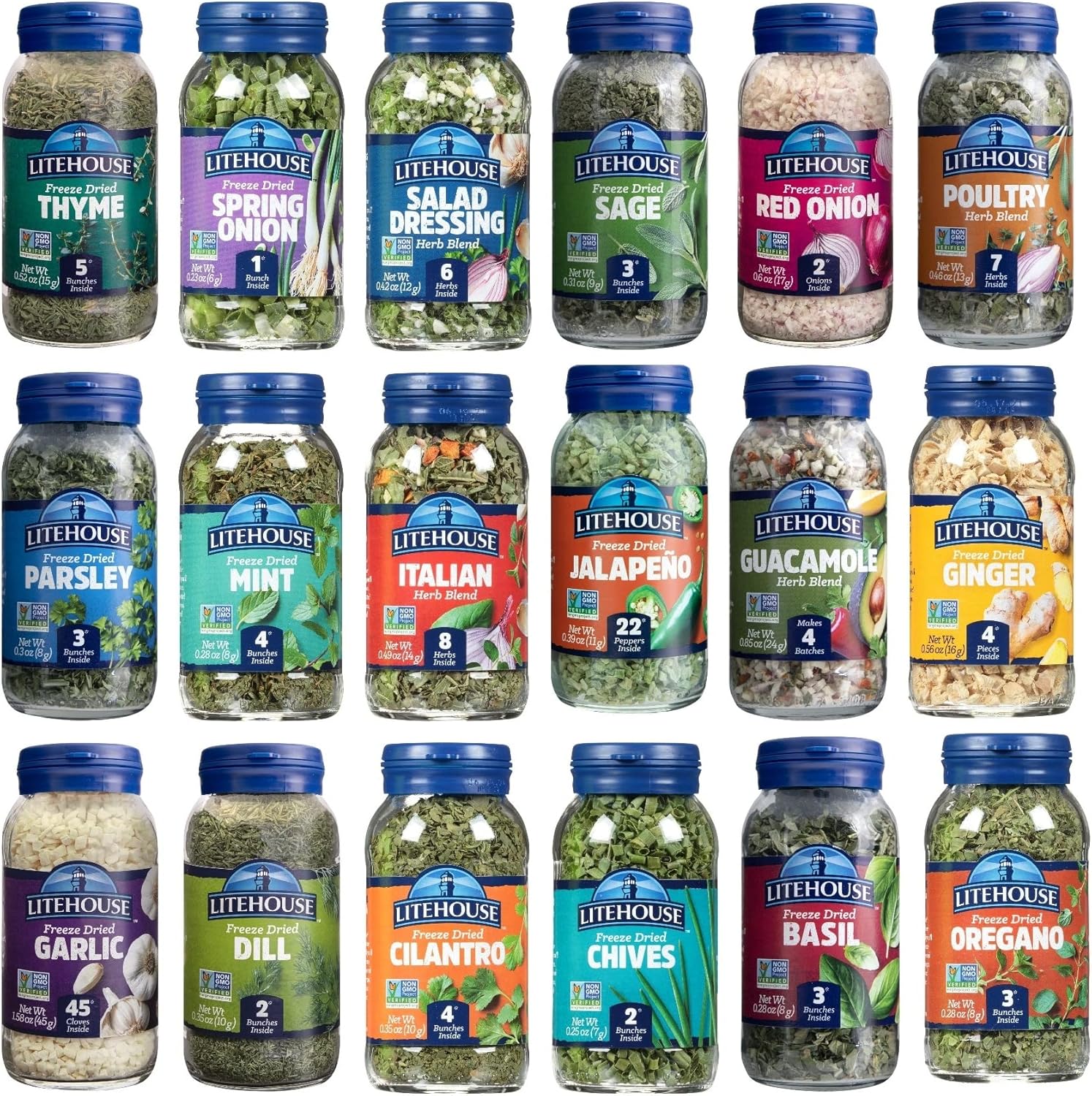 Litehouse FreezeDried Herbs All 18 Herbs and Blends Variety Gift Pack