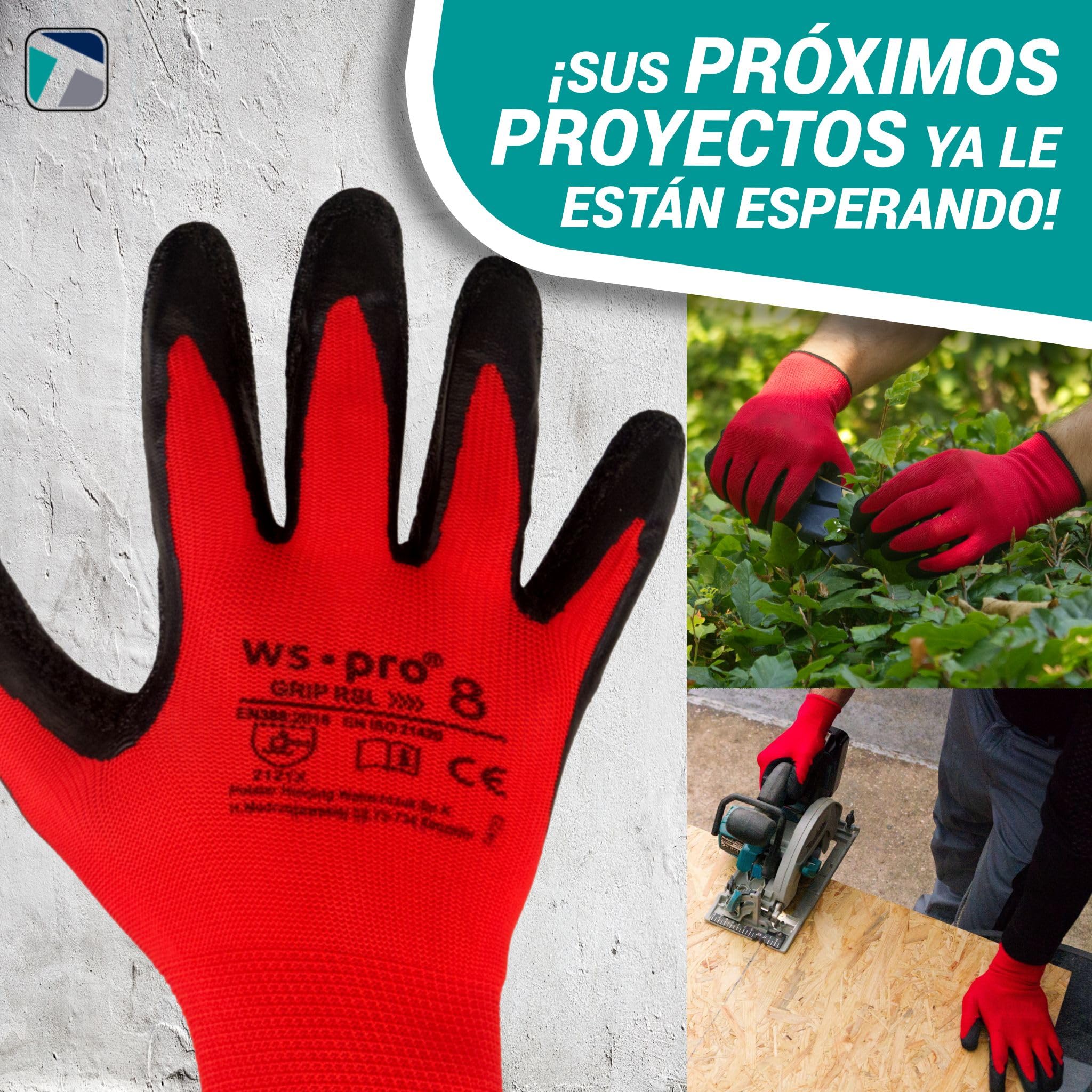 Trevendo Guantes de trabajo - guantes de montaje sólidos con revestimiento de látex, talla 9, 60 pares
