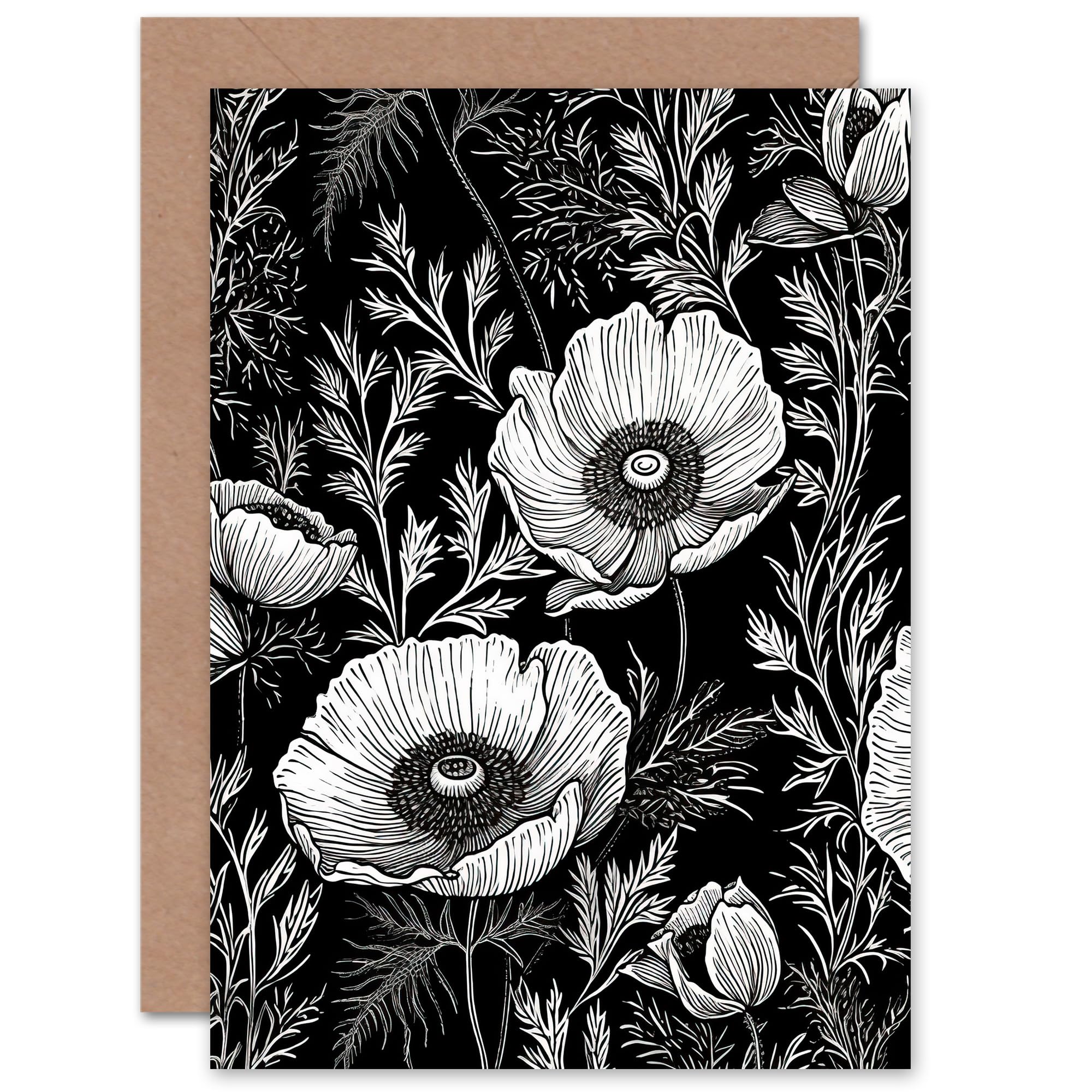 Artery8 Poppy Wild Flowers for Wife Her Mum Sister Daughter Mom Gran Nan Birthday Thank You Sympathy Blank Art Greeting Card