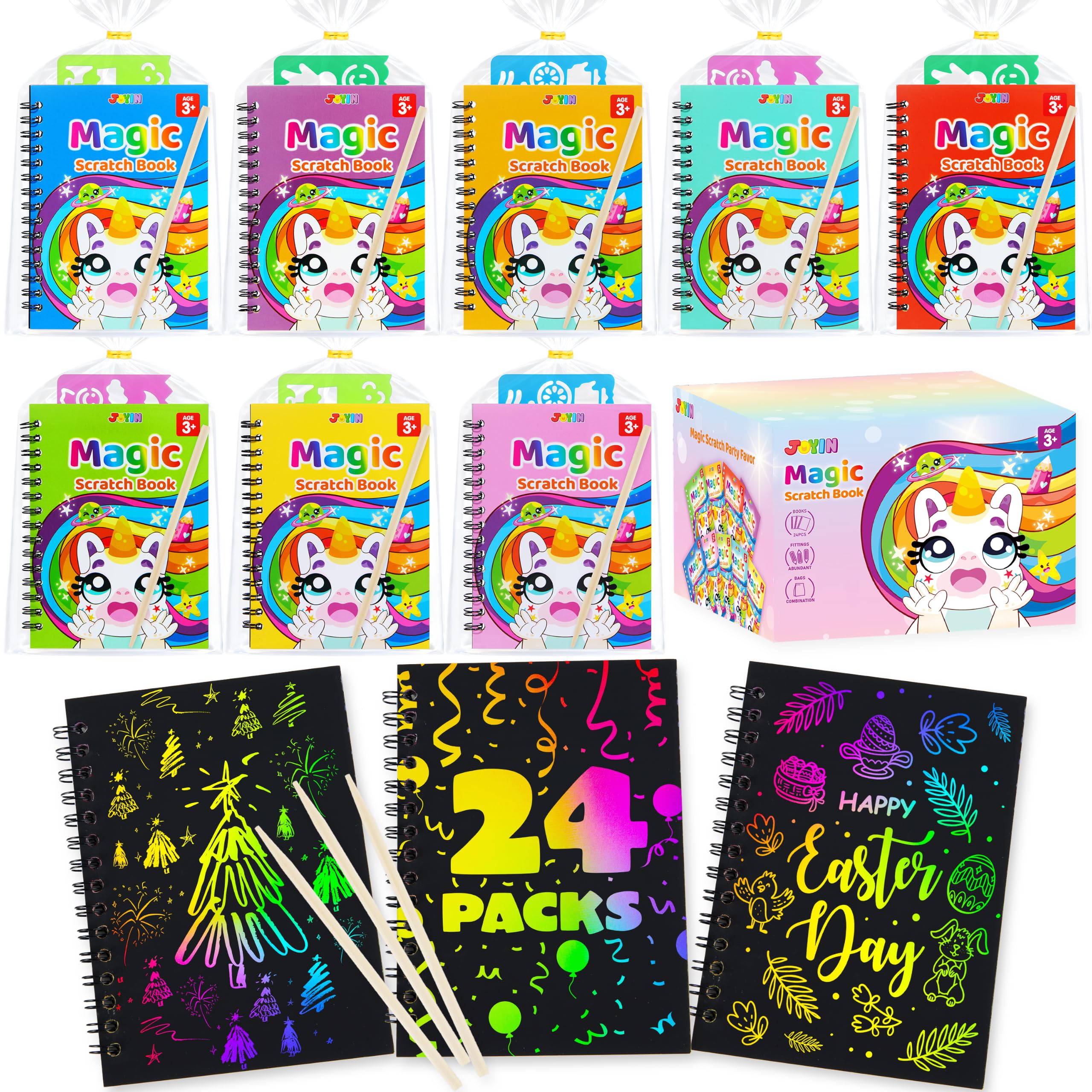 Amazon.com: JOYIN 24 Pack Rainbow Scratch Art Notebook Bulk, Party
