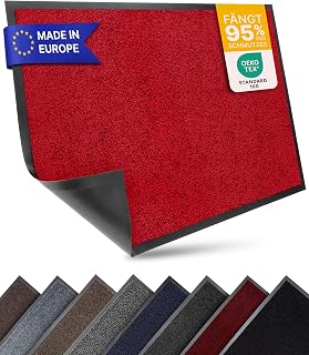 Entrando Türmatte 60x90 cm für innen & außen – Pflegeleichte & rutschfeste Schmutzfangmatte – flach, saugstark & maschinenwaschbar – perfekt für Wohnung, Büro oder Hausflur (Rot)