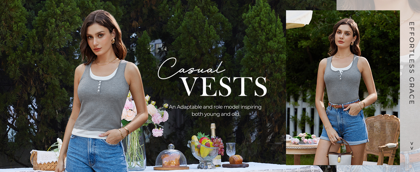 GRACE KARIN Donne Senza Maniche Casual Top Peplo Orlo Collo