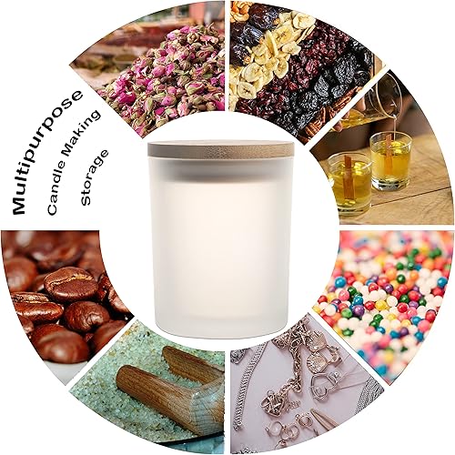 Miniatura 8 de MILIVIXAY Paquete de 12 tarros de vidrio esmerilado de 12 onzas con tapas y kits de fabricación de velas, tarros de vela vacíos a granel para hacer