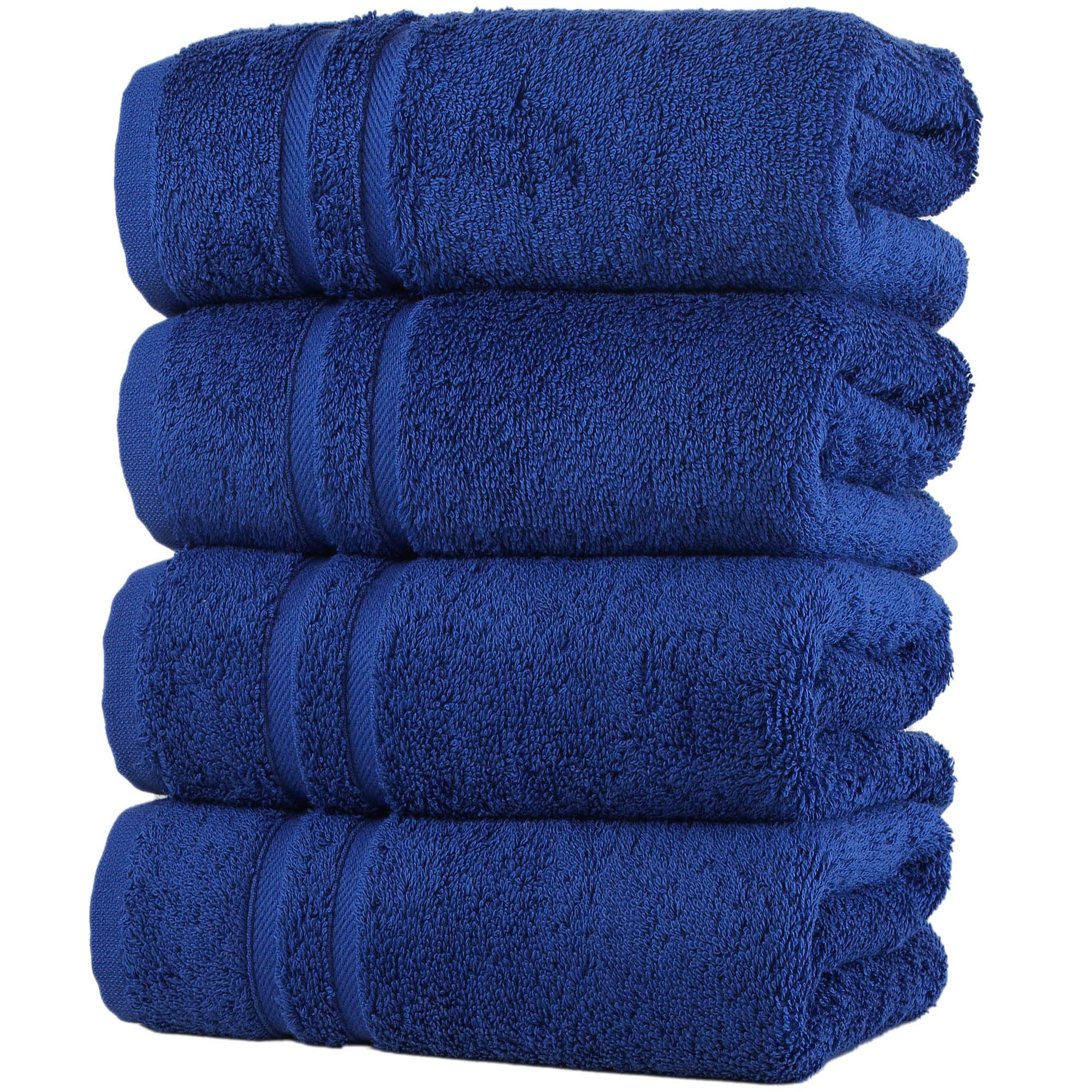 Hawmam Linen Hand Towels for Bathroom, Turkish Cotton, 4 Pack, Royal Blue