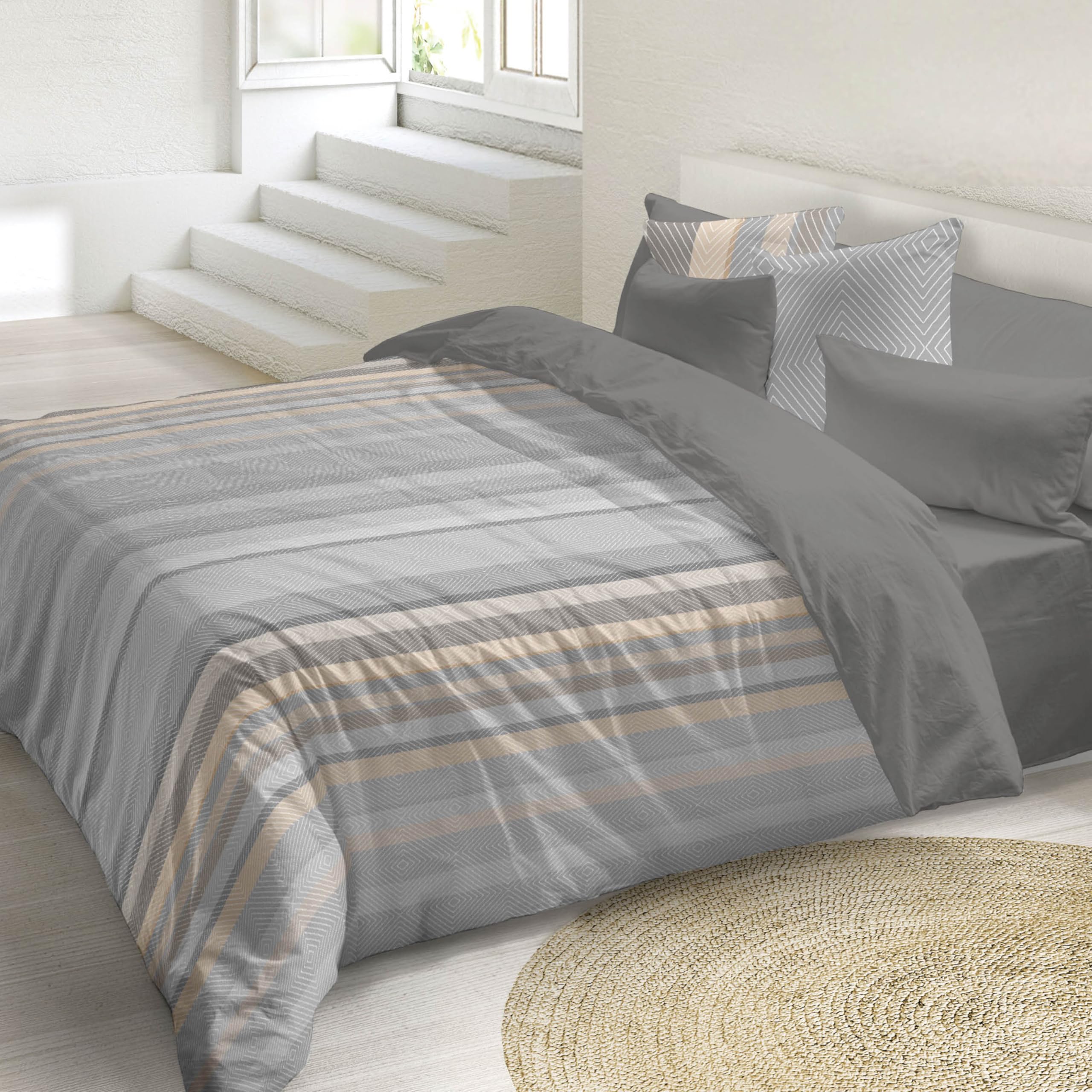 NATURALS - Funda Nórdica Estampada 100% Algodón Natural - Cama 105 - Incluye 1 Funda de Almohada 45x125 cm, Tacto Suave, Certificado OEKOTEX - Colección 2024/2025 (Agata, 180x220 cm)