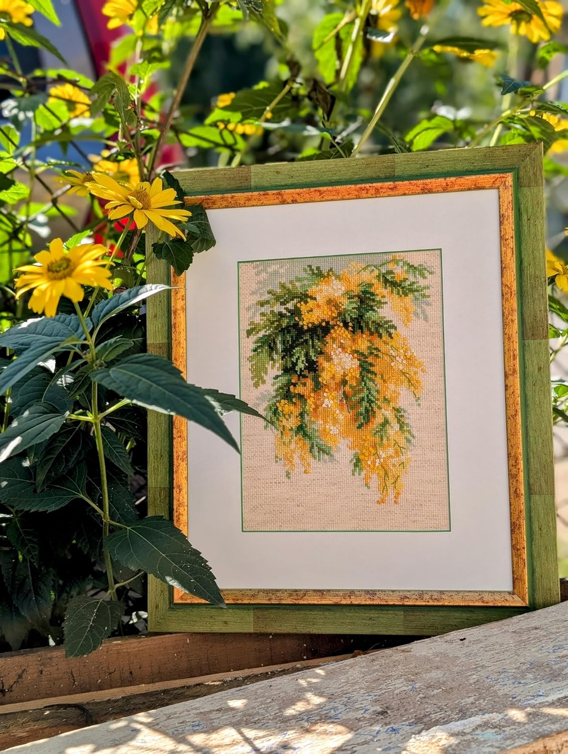 RIOLIS - Mimosa 1615, Floral Cross Stitch Kits 7" x 9½", Cross Stitch Kits for Beginners & Advanced, Crossstitching Kit Adult, Embroidery Counted Stitching Kit