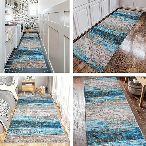 Miniatura 7 de Alfombra vintage lavable de 3 x 5 pies, lavable, bohemio, medallón floral, bohemio, tapete antideslizante para mesita de noche, de lana sintética