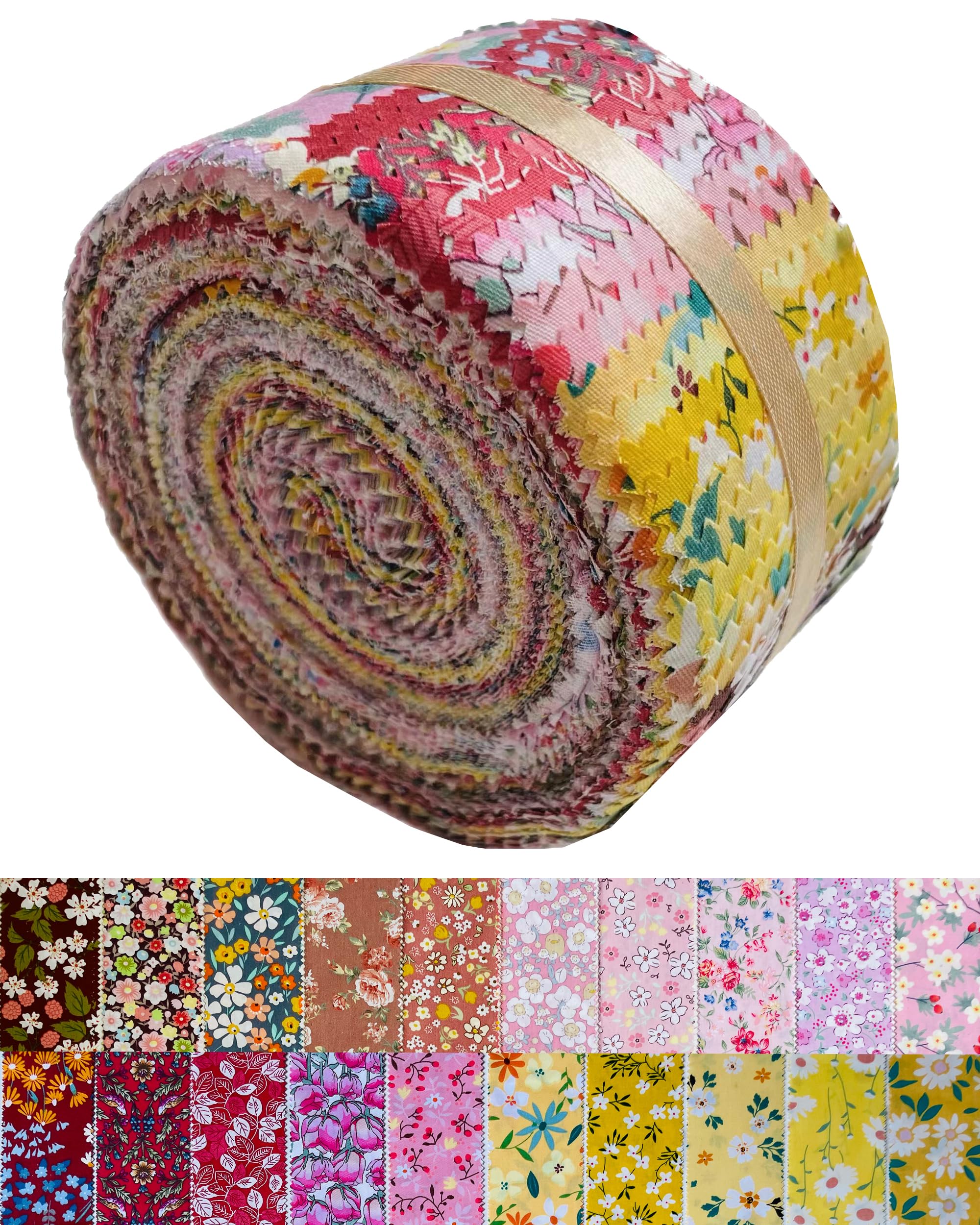 40 Strip Jelly Roll Fabric Strips for Sewing, 100% Cotton Fabric for Quilting Crafting, Precut Bundles, Patchwork Precut Quilt Squares-2.5" x 44"