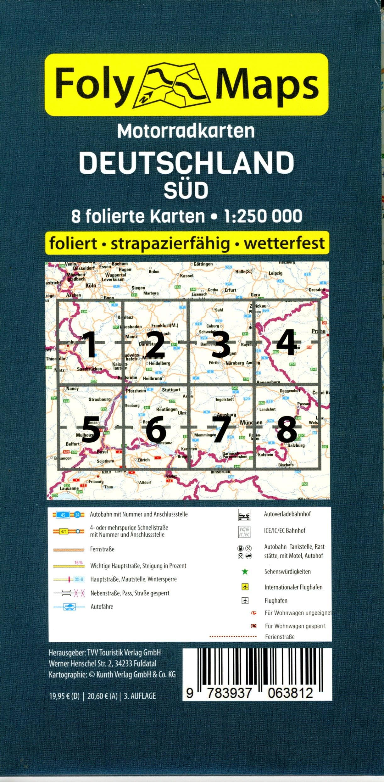 FolyMaps Motorradkarten Deutschland Süd: 1:250 000