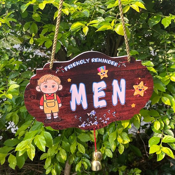 Men’s Bathroom Sign – Single-Sided, Vintage Mens Room Wall Decor, Funny Bathroom Sign for Business, Bathroom Wall Stickers Decals, WC Sign, Mens and Womens Bathroom Signs Available