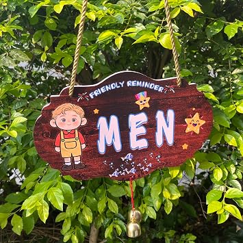 Men’s Bathroom Sign – Single-Sided, Vintage Mens Room Wall Decor, Funny Bathroom Sign for Business, Bathroom Wall Stickers Decals, WC Sign, Mens and Womens Bathroom Signs Available
