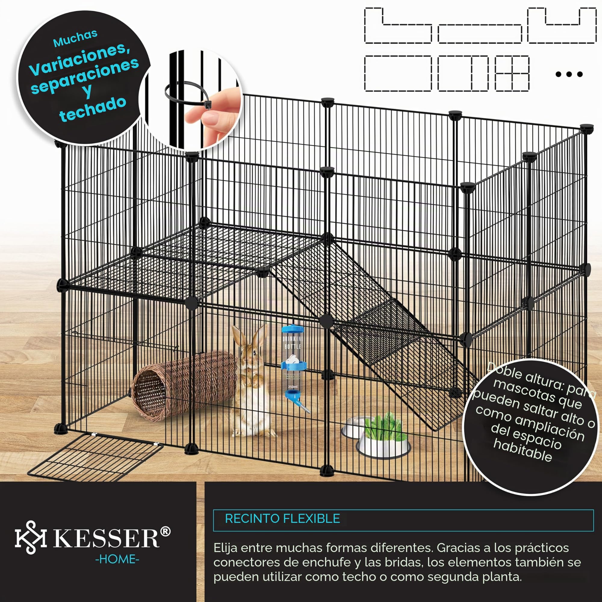 KESSER® Recinto Exterior para Conejos de Malla metálica XXL, Incl. Puerta, recinto para Animales pequeños, Corral para cobayas, Corral Libre, Jaula para Animales pequeños