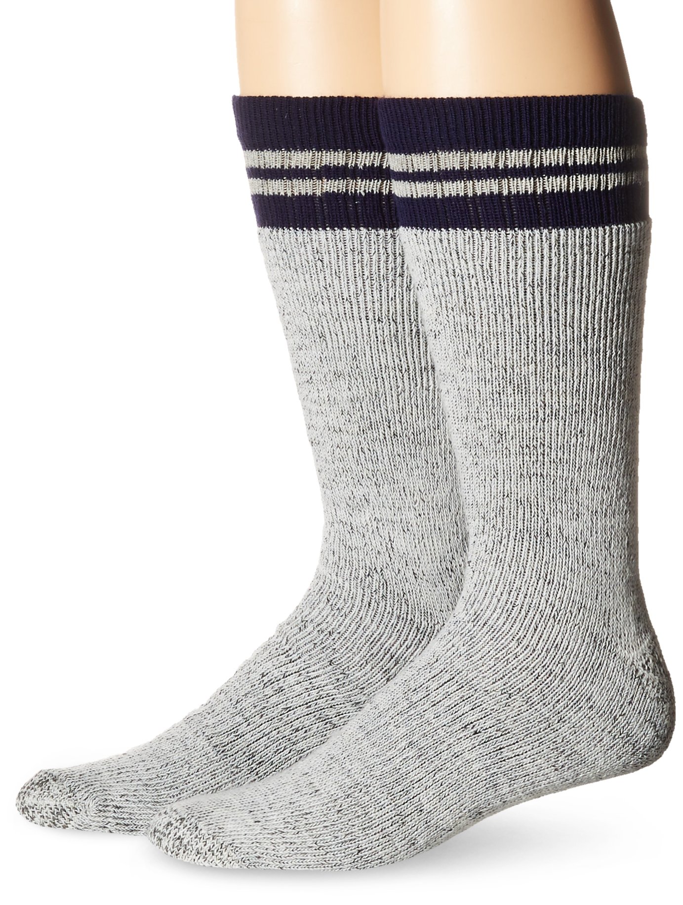 Dickies Men's 2 Pack Wool Blend Boot Crew Socks, Grey/Navy, Sock Size:10-13/Shoe Size: 6-12