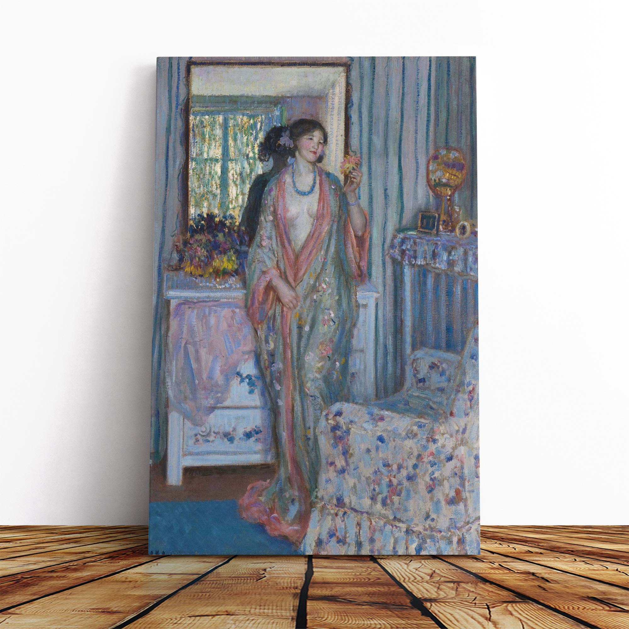 Frederick Carl Frieseke The Robe Canvas Print | Gallery Wrapped 30mm Frame Wall Art | 30x20 inches | Ready to Hang | Modern Picture | Living Room Bedroom Lounge Office