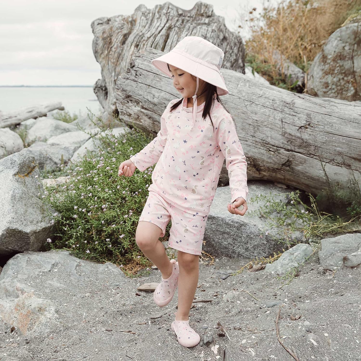 JAN & JUL Quick Dry Swim Shorts & Beach Shirt with Ruffle Sleeves for Girls