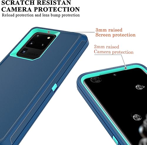 Miniatura 3 de YmhxcY Funda de protección resistente 3 en 1 para Galaxy S20 Ultra de 6.9 pulgadas, con película de TPU flexible y película de lente de cámara,