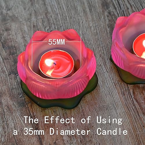 Miniatura 2 de Juego de 2 portavelas de loto de 3.15 pulgadas, portavelas para velas de té, candelabros de luz nocturna para decoración del hogar (rosa)