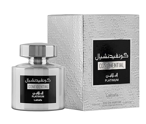 Miniatura 3 de Lattafa Confidential Platinum Afrutado, floral, amaderado, almizclado Eau de Parfum Spray fragancia de larga duración para hombres, 3.4 onzas 3.4