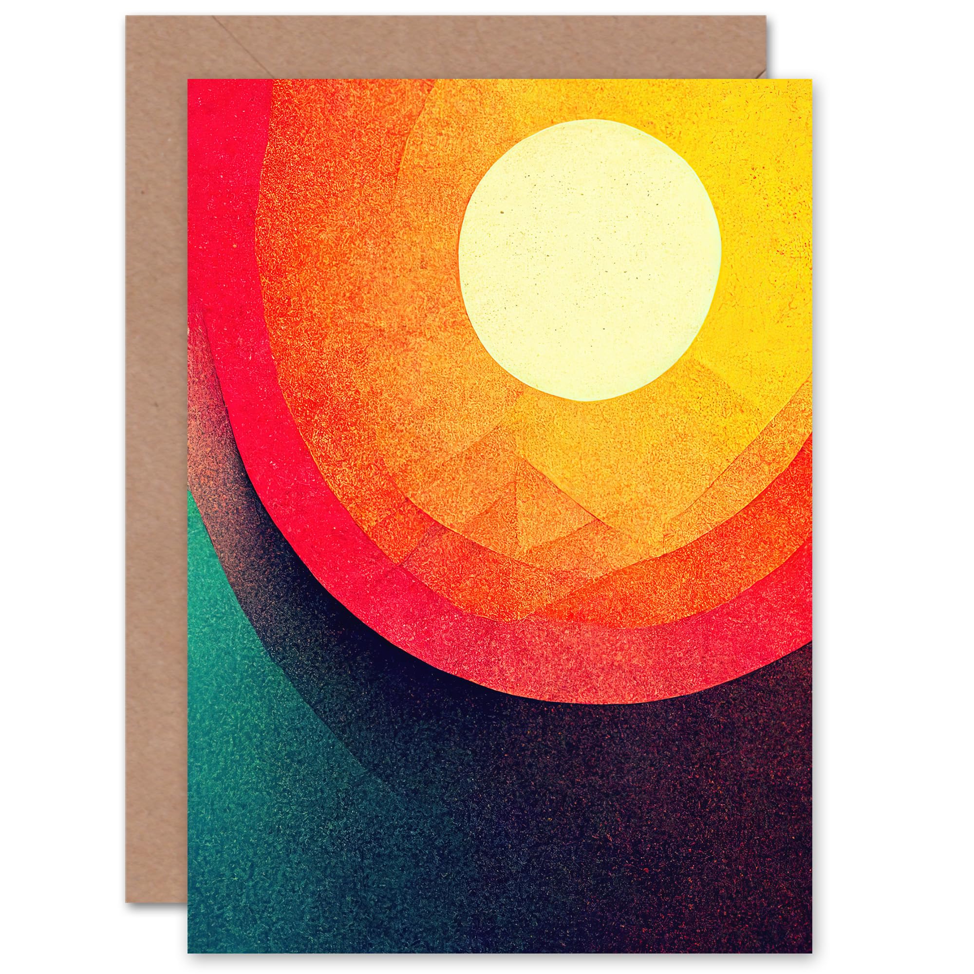 Artery8 Abstract Sunrise for Him or Her Man Woman Birthday Thank You Congratulations Blank Art Greeting Card