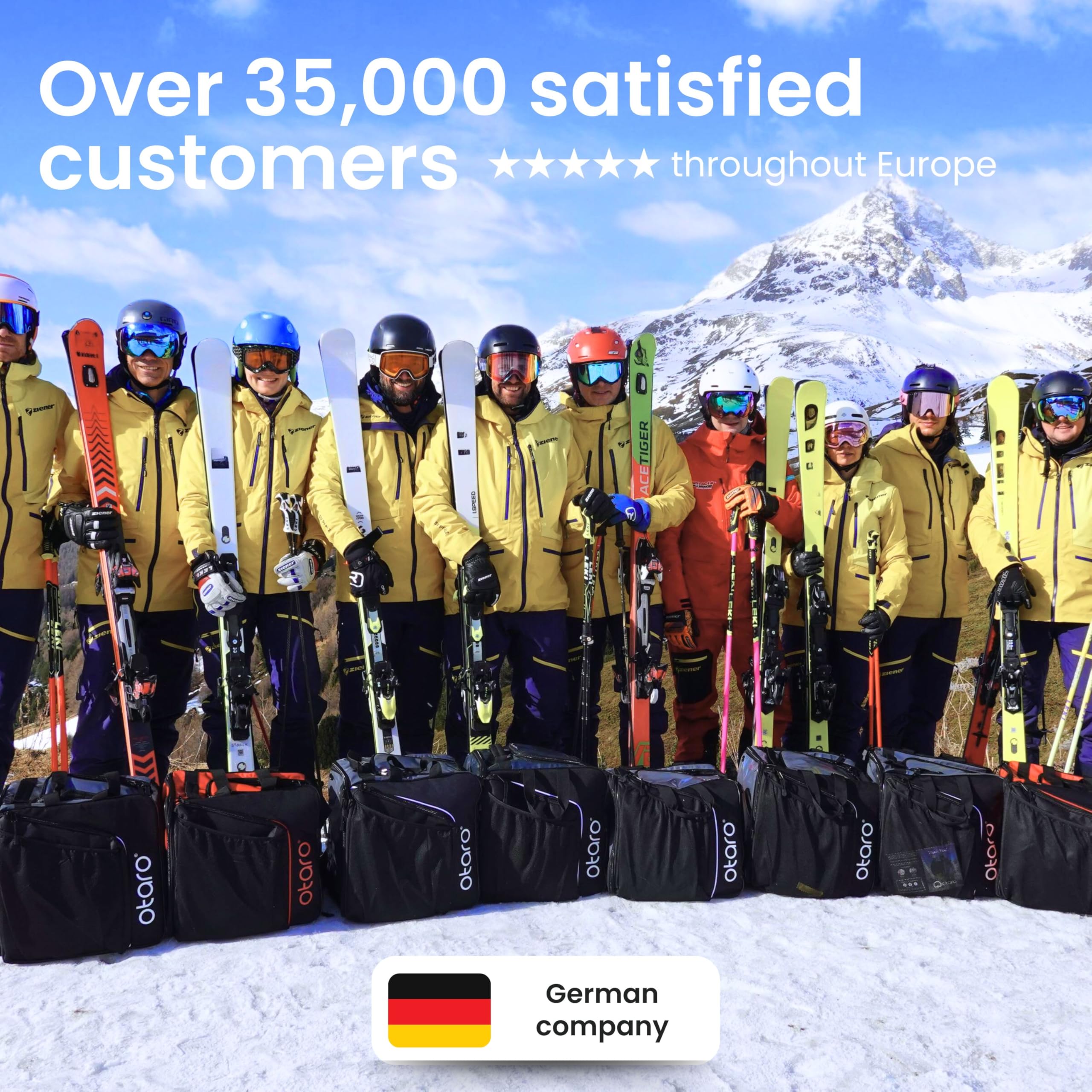 Otaro Borsa per snowboard, regolabile in lunghezza, 140 – 180 cm, per snowboard, impermeabile, imbottita, anche come borsa wakeboard, borsa per sci, per 2 paia (60.000 clienti entusiasti)