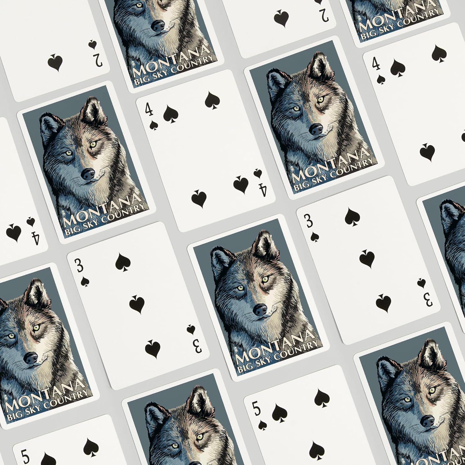 Lantern Press Wolf Up Close, Montana Big Sky, 52 Playing Cards for Adults, Poker Size Card Deck